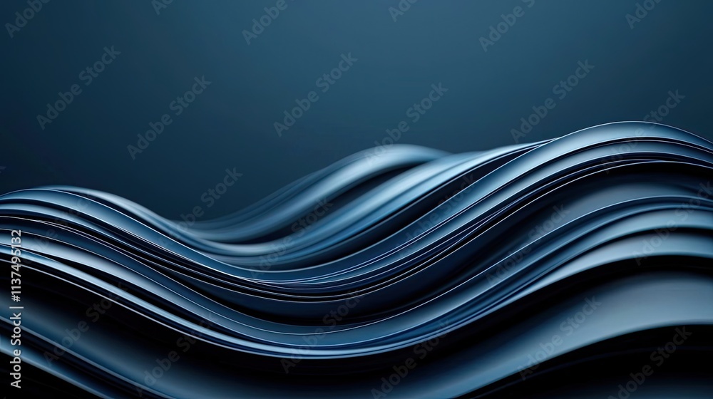 Poster Wave abstract background concept. Abstract blue waves create a sense of movement and depth in a modern design.