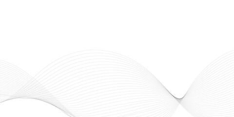 Abstract wavy white and grey curved lines on transparent background. Frequency sound wave lines and technology background, Design for brochure, flyer, banner, template, business wave lines background.