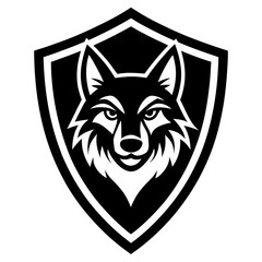 Wolf head shield mascot logo vector silhouette