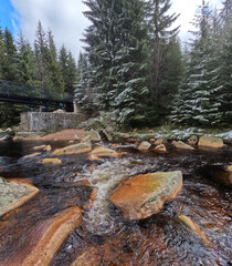Jizera River in the Jizera Mountains, the border of Poland and the Czech Republic. Natural landscape