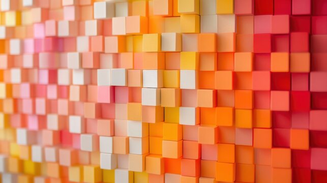 Orange, white, and pink 3D cubes pattern.