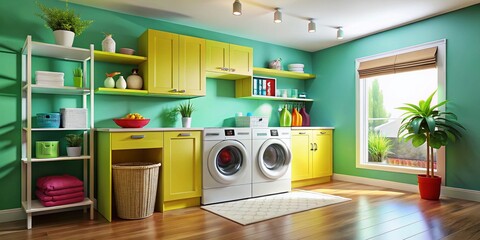 Functional Laundry Room Design: Washer, Dryer, Folding Counter Space - Modern Home Laundry Ideas