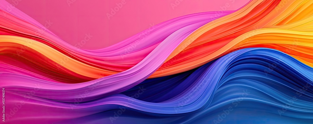 Poster wave abstract background concept. vibrant wave patterns in shades of pink, purple, and orange create