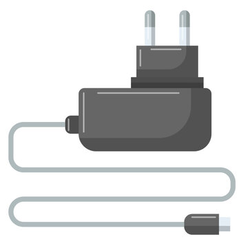 recommend clip art: Mobile phone charger vector, flat design illustration, charger clip art, phone charger flat icon, isolated on white background
