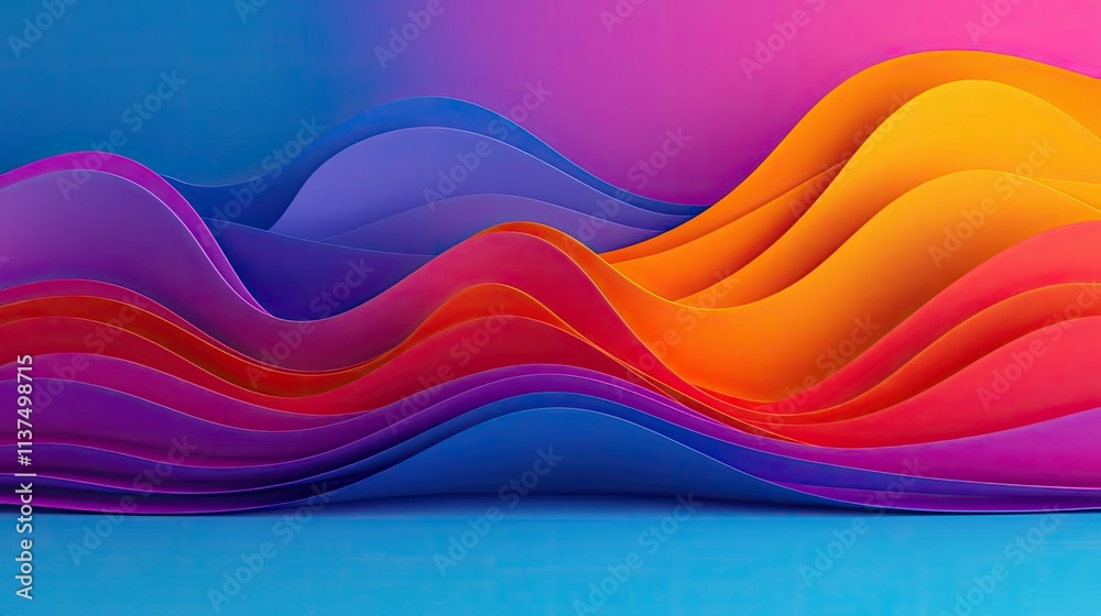 Poster Wave abstract background concept. Colorful abstract waves create a dynamic and vibrant background for design projects.