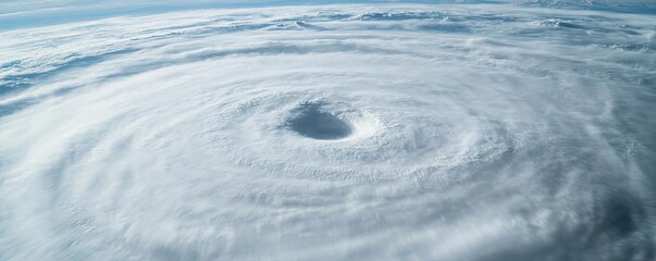 Weather forecast idea. Aerial view of a swirling hurricane displaying dynamic cloud patterns and atmospheric power.