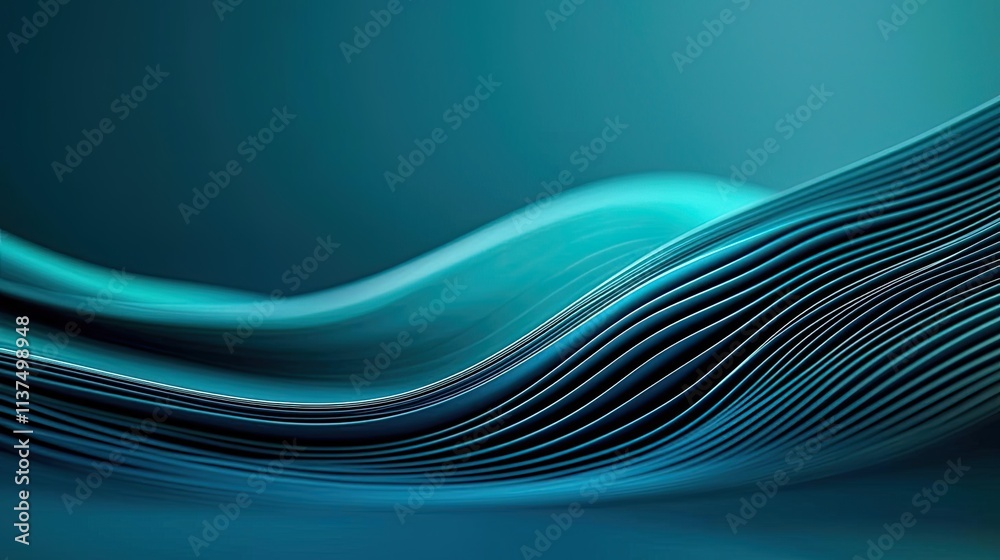 Poster Wave abstract background concept. Abstract wavy lines in turquoise and blue create a calming visual effect.