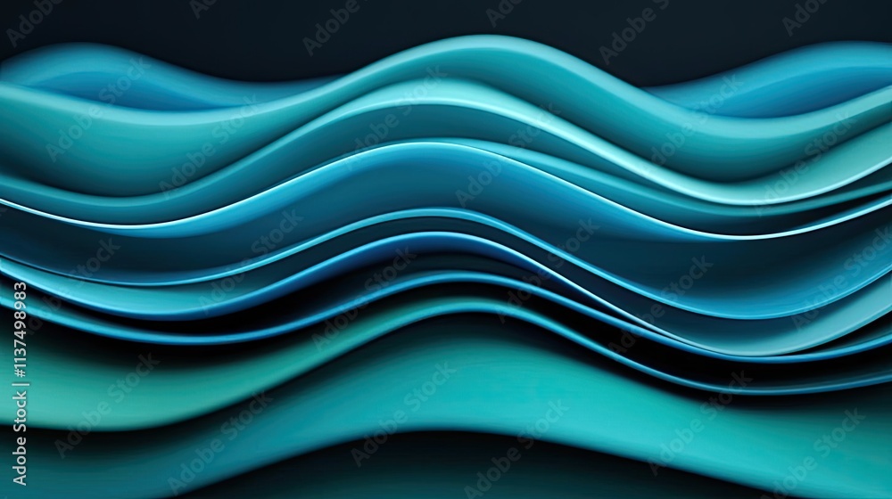 Aufkleber Wave abstract background concept. Abstract wave patterns in varying shades of blue create a soothing visual experience.