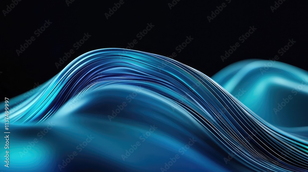 Aufkleber wave abstract background concept. a captivating abstract wave design with vibrant blue tones and smo