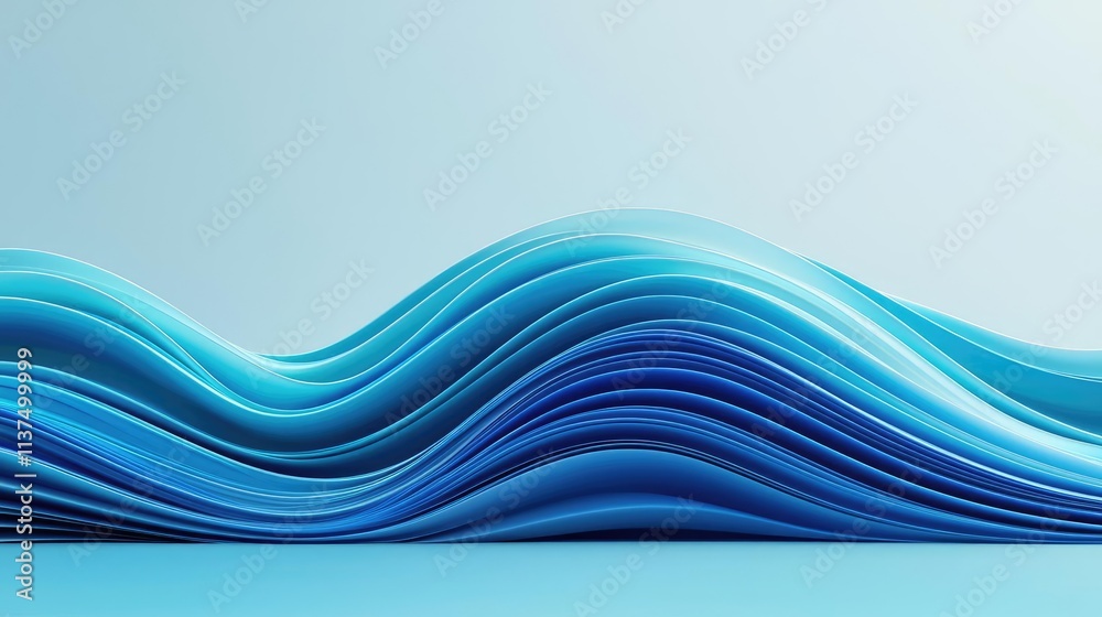 Aufkleber Wave abstract background concept. Abstract wavy patterns in blue tones create a calming and modern visual effect.