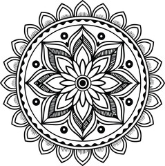 Circular pattern in the form of a mandala. Henna tatoo mandala. Mehndi style