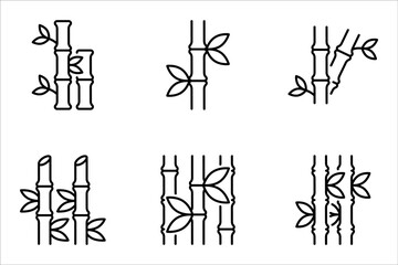 bamboo icon set. Line Art Style Design vector illustration on white background