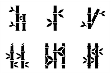 bamboo icon set. Line Art Style Design vector illustration on white background