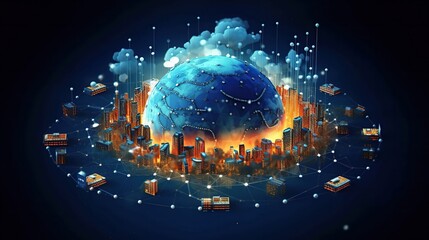 data transfer cloud computing technology concept.