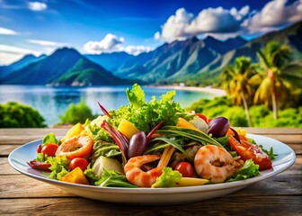 Giant Shrimp Salad Landscape Photography: Stunning Nature Scenes with Delicious Seafood
