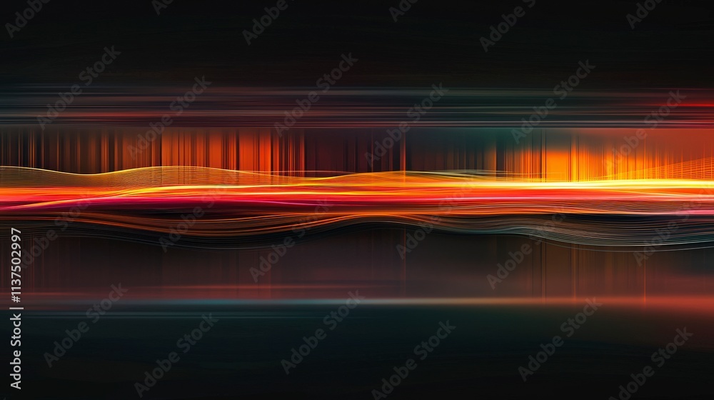 Poster dynamic abstract glowing lines illustrating tonal changes in digital art studio graphic design dark 