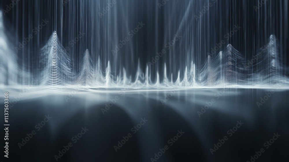 Poster Dynamic visualization of rhythmic sound waves studio environment digital art concept abstract viewpoint