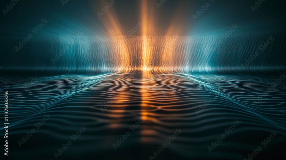 Aufkleber powerful sound waves radiate from open stage dynamic visuals abstract art vibrant colors modern view