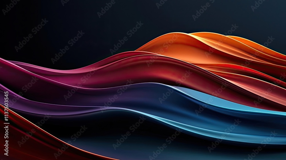 Aufkleber Wave abstract background concept. Vibrant abstract waves of color flowing smoothly against a dark background.