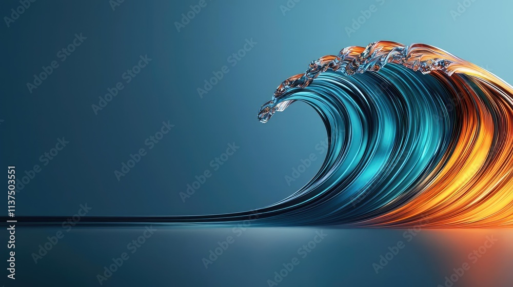 Poster wave abstract background concept. a vibrant digital art representation of colorful ocean waves illus