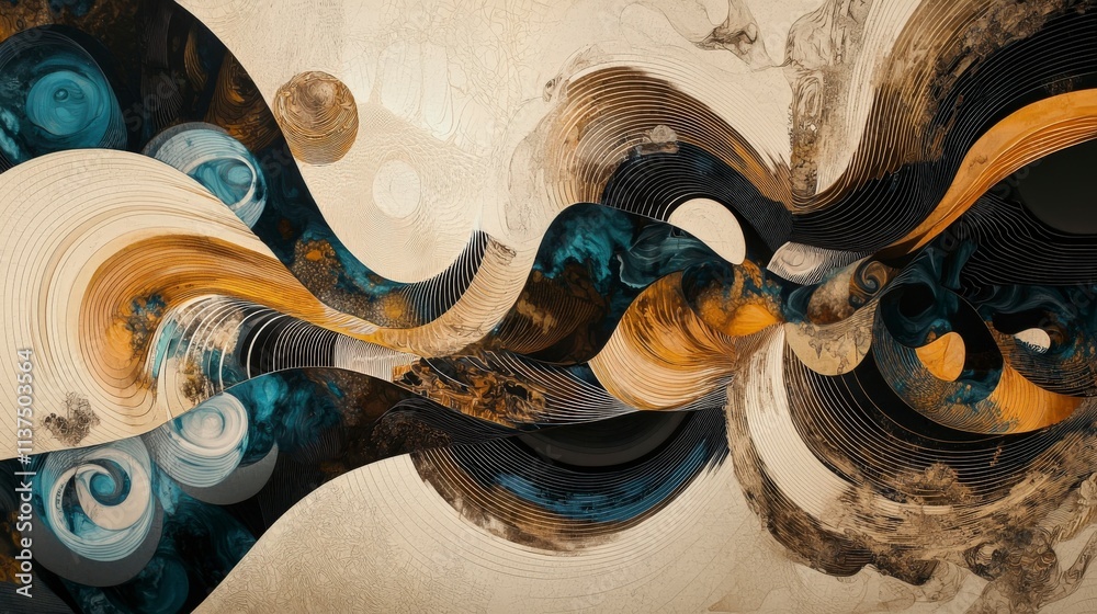 Leinwandbilder Dynamic sound waves with unique patterns in abstract art vibrant colors digital design creative exploration