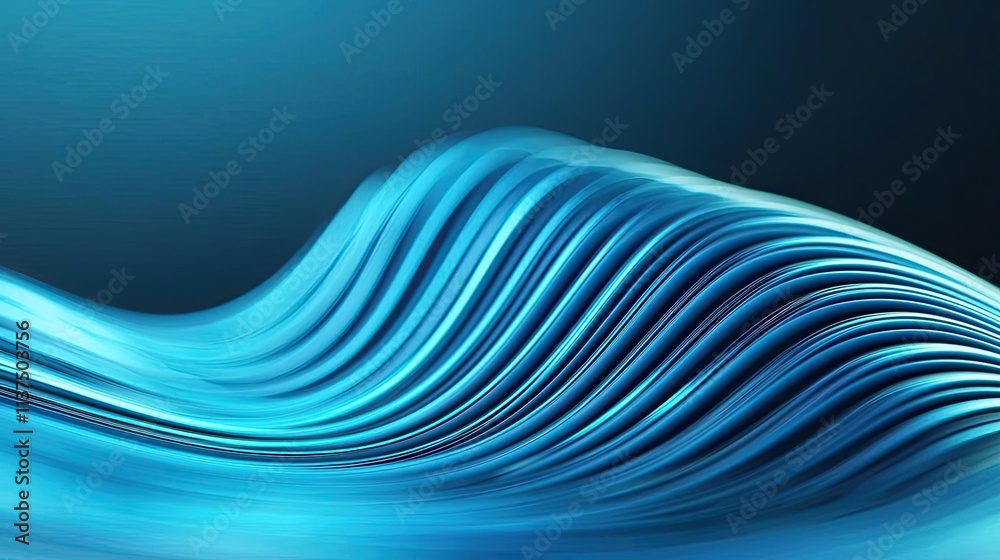 Aufkleber wave abstract background concept. abstract wavy lines in vibrant blue create a sense of movement and
