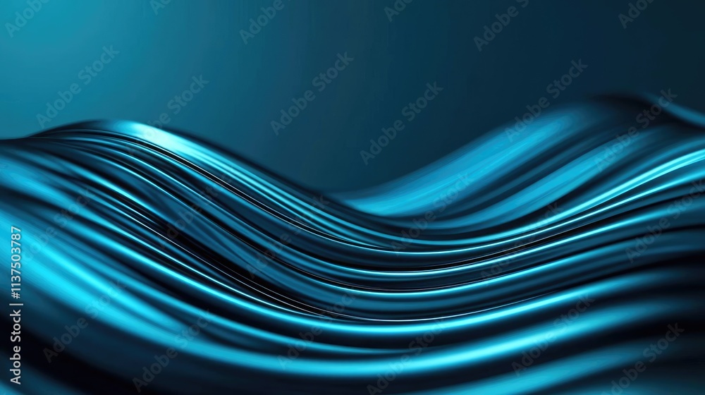 Poster wave abstract background concept. abstract waves of blue fabric create a smooth and tranquil backgro