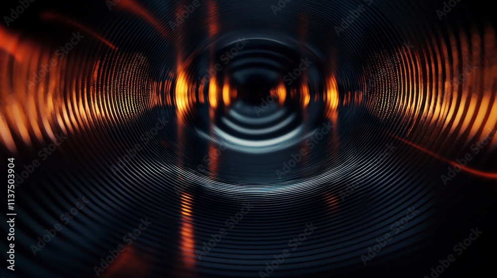 Leinwandbilder Soft warm sound waves flowing between speakers in a dark setting digital art concept abstract environment close view
