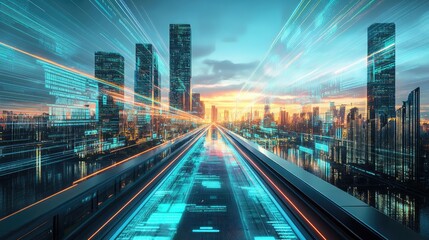 Fototapeta premium Technology Meets Design: Visually Striking Bridges in the Heart of the City