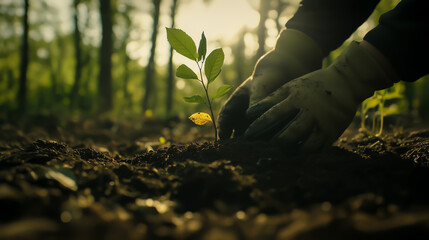 A tranquil outdoor scene with vibrant green plants and a serene environment, symbolizing harmony with nature. Ideal for Earth Day themes or environmental awareness campaigns.