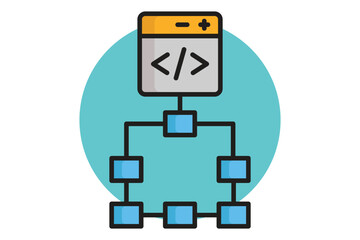 Fototapeta premium Framework icon. colored outline icon style. icon related to IT architecture. network elements vector illustration