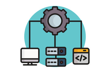 IT infrastructure icon. colored outline icon style. icon related to technology. IT architecture elements vector illustration