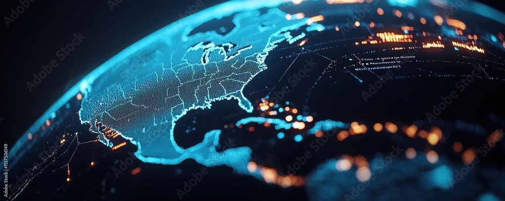 Aufkleber weather forecast idea. futuristic digital globe showcasing a connected world with glowing data point