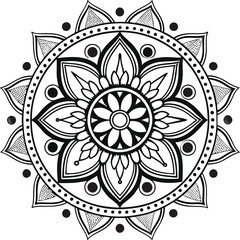 Monochrome ethnic mandala design. Anti-stress coloring page for adults. 