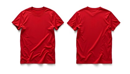 Minimalist red T-Shirt Mockup: Front and Back Perspectives, isolated on white