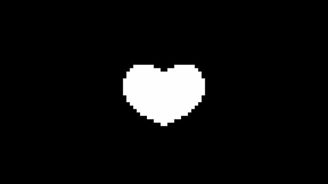 Pixel heart beating transition animation