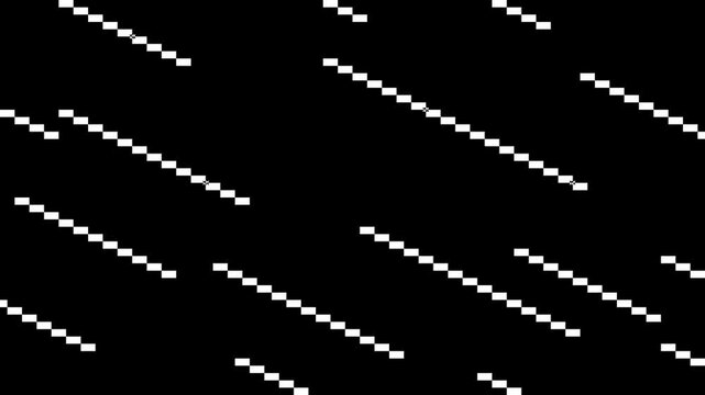 Pixelated white lines falling upward from bottom loop