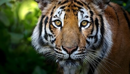 Fototapeta premium A majestic tiger in a dense green forest, extreme close-up