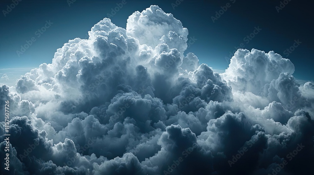 Aufkleber weather forecast idea. dramatic clouds forming in a deep blue sky, creating a stunning atmospheric s