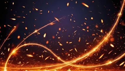 炎のカーブライン、曲線、火の粉、