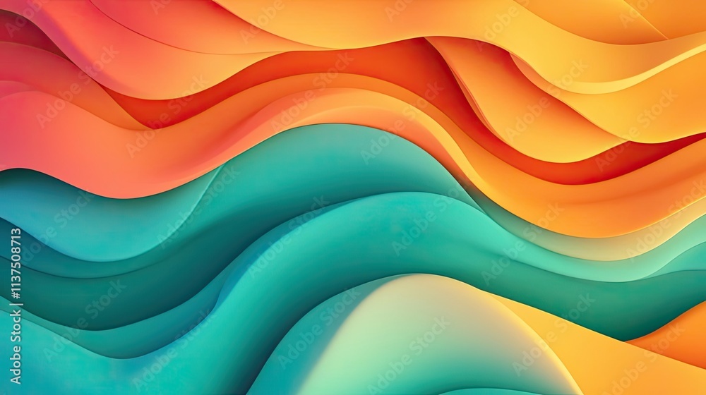 Aufkleber Wave abstract background concept. Vibrant abstract waves in dynamic colors create a modern and artistic visual effect.