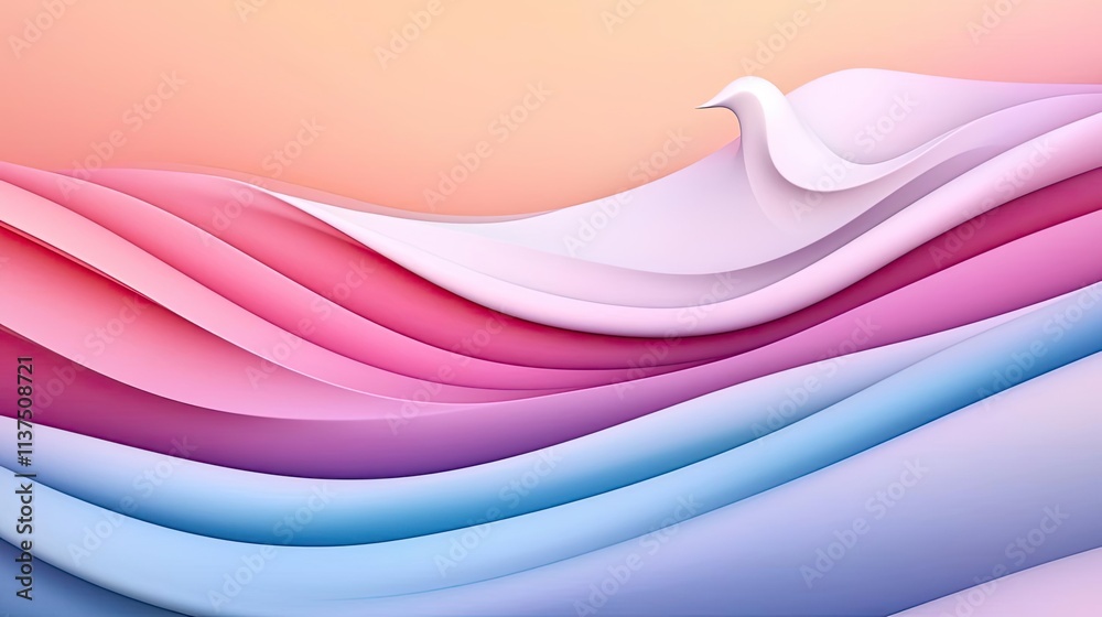 Aufkleber wave abstract background concept. vibrant abstract waves of pink and blue, creating a soothing and m