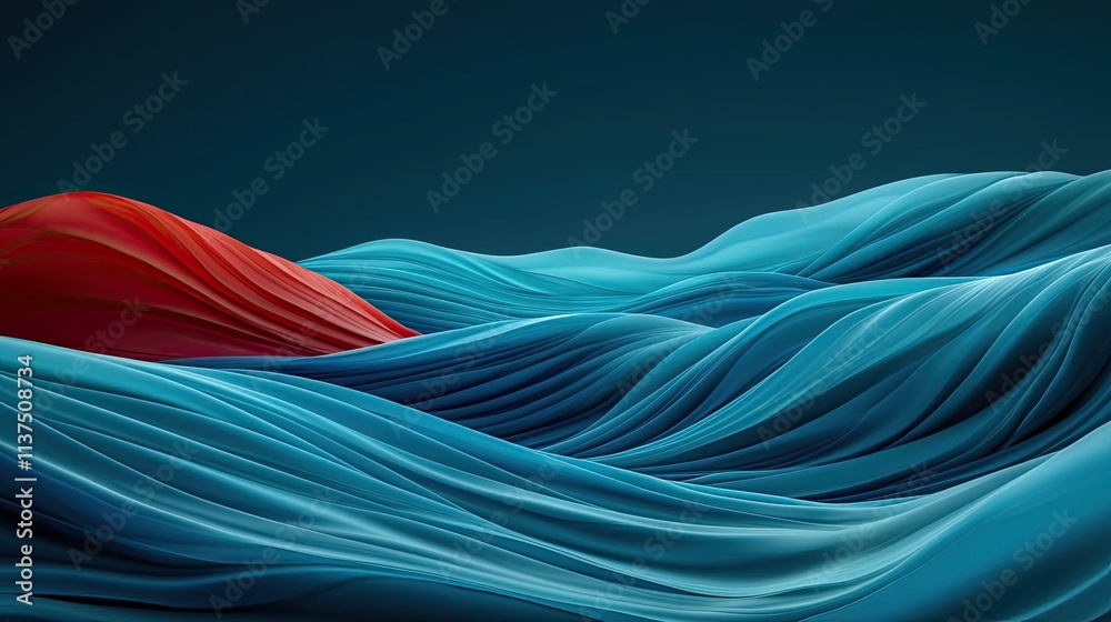Poster Wave abstract background concept. Abstract waves of blue and red, creating a dynamic and fluid visual experience.