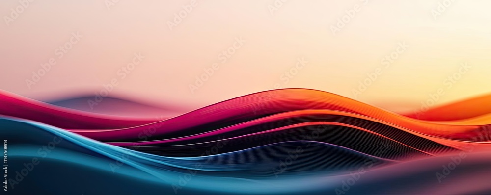 Aufkleber Wave abstract background concept. Colorful abstract waves with soft gradients create a serene and dynamic visual effect.