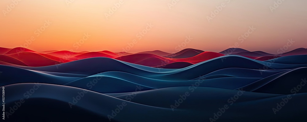 Poster Wave abstract background concept. Abstract waves of color blending with a soft sunset in the background.