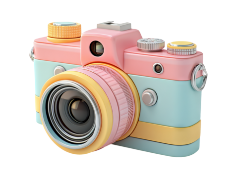 3D Plastic Toy Camera Model Isolated on Transparent Background