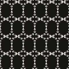 Obraz premium Simple minimalist geometric seamless pattern. Abstract monochrome minimal background with small floral shapes. Subtle repeat design for decor, print.