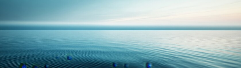 Deep blue ocean panorama, discover the tranquil underwater world with tiny fish