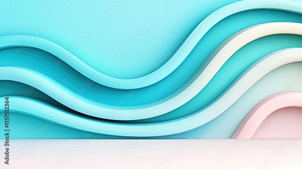 Poster Wave abstract background concept. Abstract wave patterns in soft colors create a serene backdrop for design projects.