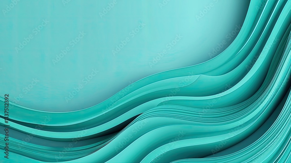 Poster Wave abstract background concept. Abstract turquoise wave pattern with smooth curves and modern design aesthetic.